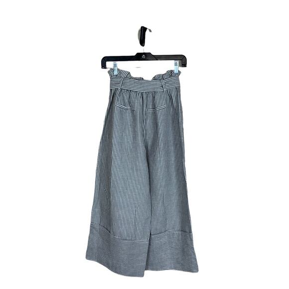 Bershka BSKGIRL Striped Tie Front Pull On Cropped Wide Leg Pant Gray White Small - Picture 5 of 8